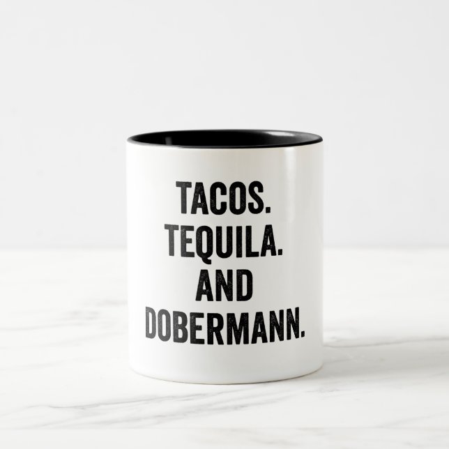 Caneca De Café Em Dois Tons Tacos Tequila E Dobermann Funny (Centro)
