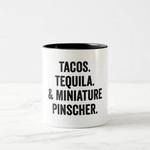 Caneca De Café Em Dois Tons Tacos Tequila E Miniatura Pinscher