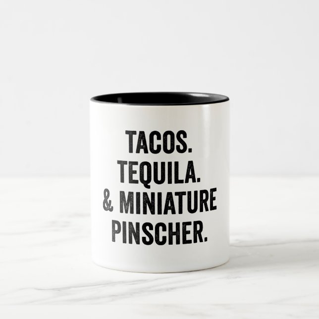 Caneca De Café Em Dois Tons Tacos Tequila E Miniatura Pinscher (Centro)