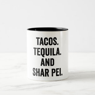 Caneca De Café Em Dois Tons Tacos Tequila E Shar Pei