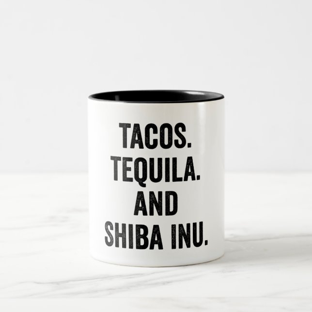 Caneca De Café Em Dois Tons Tacos Tequila E Shiba Inu (Centro)