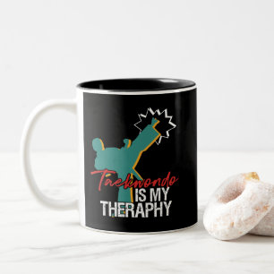 Caneca De Café Em Dois Tons Taekwondo É A Minha Terapia, Artes Marciais Negras