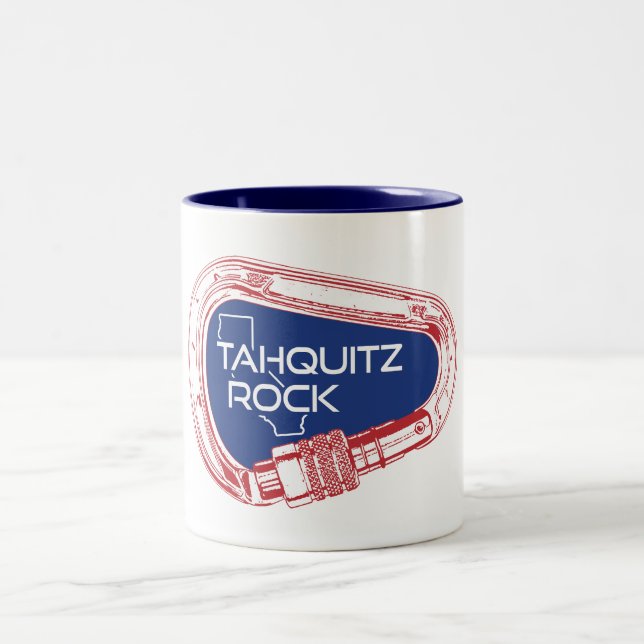 Caneca De Café Em Dois Tons Tahquitz Rock California Subindo Carabiner (Centro)
