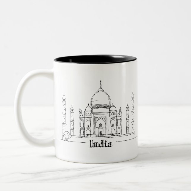 Caneca De Café Em Dois Tons Taj Mahal Férias Desenhando Férias Viajando (Esquerda)
