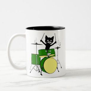 Caneca De Café Em Dois Tons Tambores De Gato, Tambores De Gato Engraçados