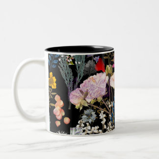 Caneca De Café Em Dois Tons Tampão de Colagem de Flor Multicolorido Artístico