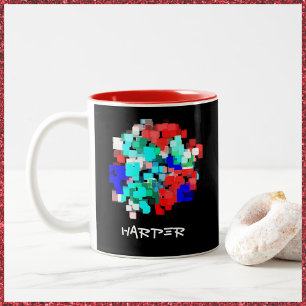 Caneca De Café Em Dois Tons Tampão de cubos personalizados com Abstrato de ne
