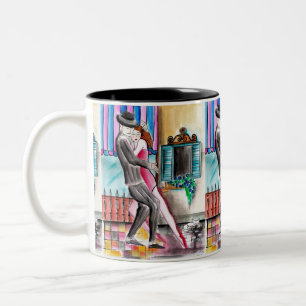 Caneca De Café Em Dois Tons Tango de ronrom - Ronroneando