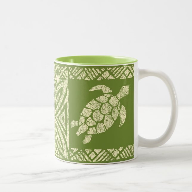Caneca De Café Em Dois Tons Tapa havaiano da tartaruga de mar de Honu - (Direita)