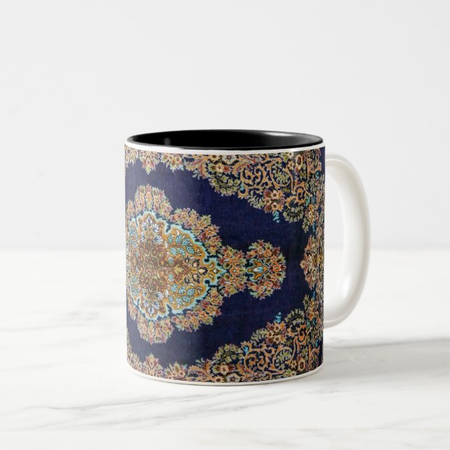 Caneca De Café Em Dois Tons Tapete Oriental Rug Killim (Frente Esquerda)