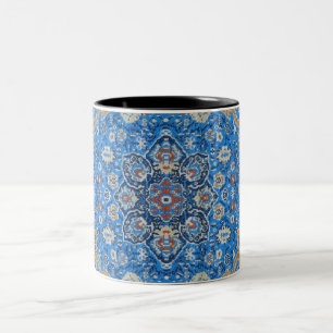 Caneca De Café Em Dois Tons Tapete persa turco azul oriental antigo