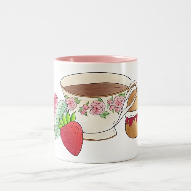 Caneca De Café Em Dois Tons Tarde, Teacup Cream Scone Do Tea Party (Centro)