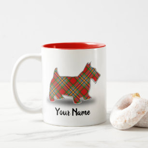 Caneca De Café Em Dois Tons Tartan do Clã Escocês Chattan Terrier Escocês