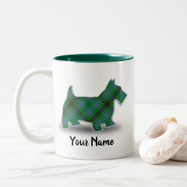 Caneca De Café Em Dois Tons Tartan do Clã Escocês Duncan Scottish Terrier (Com Donut)