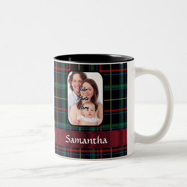 Caneca De Café Em Dois Tons Tartan vermelho e verde (Direita)
