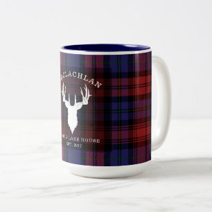 Caneca De Café Em Dois Tons Tartan Xadrez Clã Família Casa de Lago MacLachlan