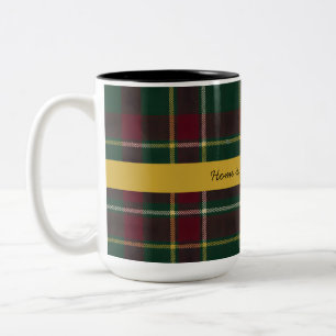 Caneca De Café Em Dois Tons Tartan Xadrez Escocês Preto Personalizado com Cita