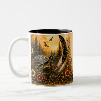 Caneca De Café Em Dois Tons Tartaruga do Patrimônio Indígena 
