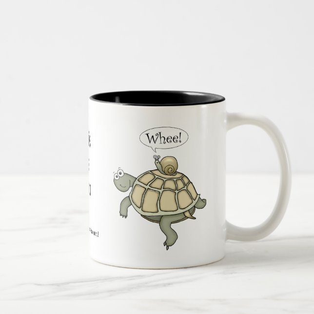 Caneca De Café Em Dois Tons Tartaruga e caracol.  Whee! (Direita)