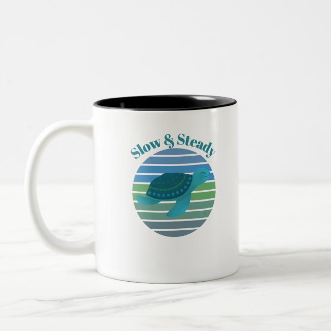 Caneca De Café Em Dois Tons Tartaruga lenta e constante (Esquerda)