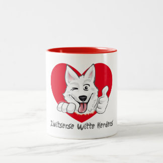 Caneca De Café Em Dois Tons Tas met lachende Zwitserse Witte Herder