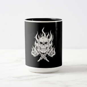Caneca De Café Em Dois Tons Tatuagem branco preto elegante clássico legal do