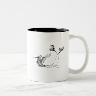 Caneca De Café Em Dois Tons Tatuagem do pássaro de Psychedlic