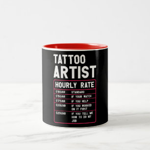 Caneca De Café Em Dois Tons Tatuagem Engraçada Taxa Horária