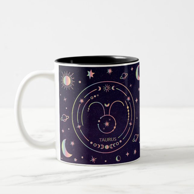 Caneca De Café Em Dois Tons Taurus Zodiac Astrologic (Esquerda)