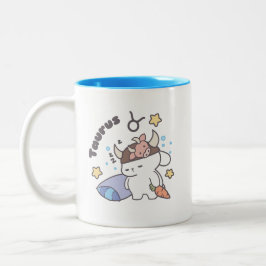 Caneca De Café Em Dois Tons Taurus Zodiac Dreamer - Cute Sleepy Bunny