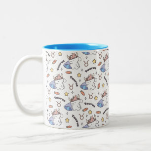Caneca De Café Em Dois Tons Taurus Zodiac Slumber - Padrão de coelho com sono