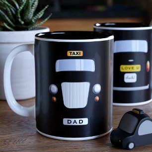 Caneca De Café Em Dois Tons Táxi preto engraçado personalizado