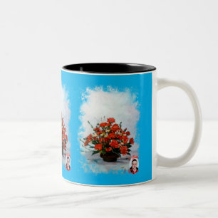 Caneca De Café Em Dois Tons Taza Bicolor Bodegón de Flores