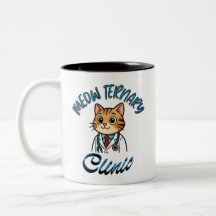 Taza bicolor. Cat Doctor Veterinarian Mug.