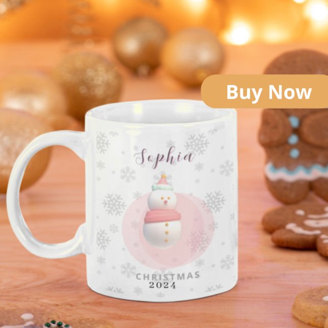 Caneca De Café Em Dois Tons Taza de muñeco de nieve navideño personalizada (Criador carregado)