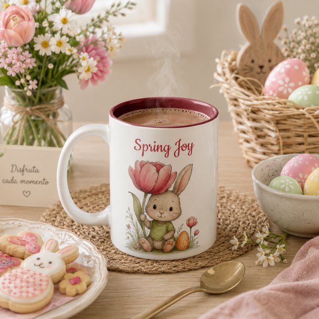 Caneca De Café Em Dois Tons Taza Happy Easter para café (Criador carregado)