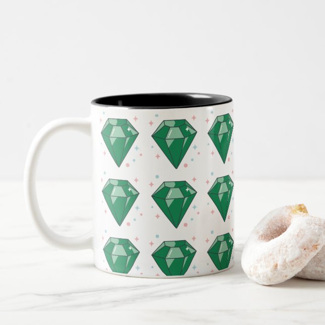 Caneca De Café Em Dois Tons Taza Varias esmeraldas (Com Donut)