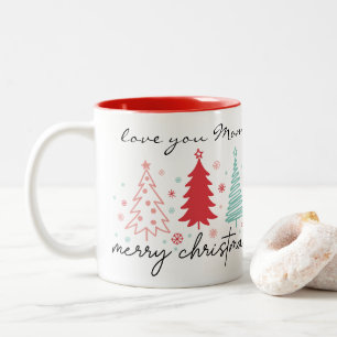 Caneca De Café Em Dois Tons Te amo Mãe Árvore de Natal Floco de Neve Mug