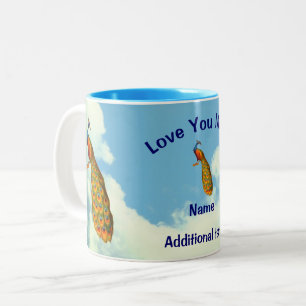 Caneca De Café Em Dois Tons Te Amo Mãe Peacock Personalizada