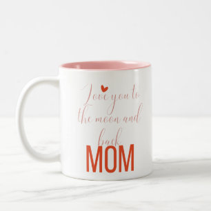 Caneca De Café Em Dois Tons Te amo na lua e de volta, mãe