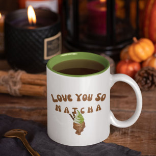 Caneca De Café Em Dois Tons Te Amo Tão Matcha