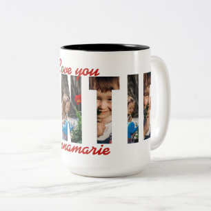 Caneca De Café Em Dois Tons Te Amo Tia Nome Personalizado / Presente com Foto