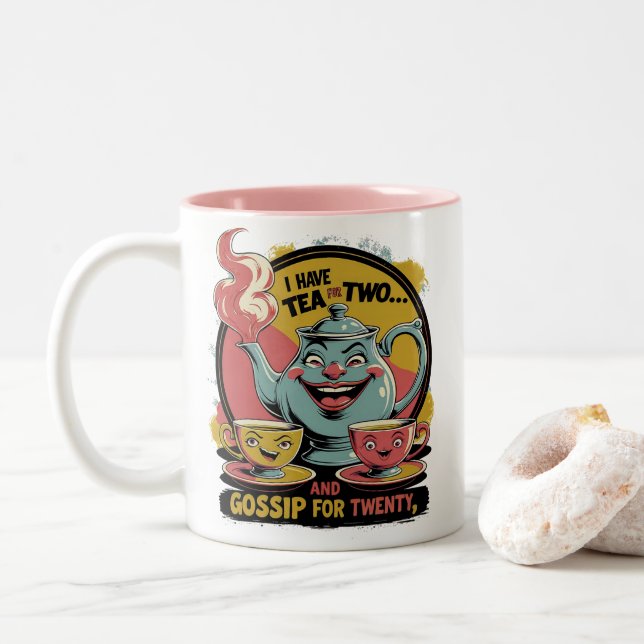 Caneca De Café Em Dois Tons Tea and Gossip (Com Donut)