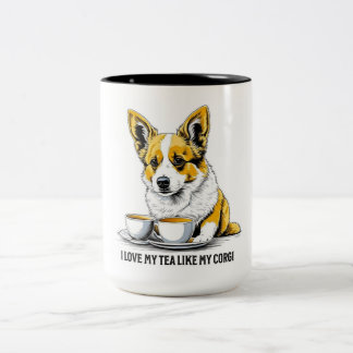 Caneca De Café Em Dois Tons Tea & Corgi