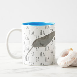 Caneca De Café Em Dois Tons Tea Marine Mammal Watercolor Narwhal