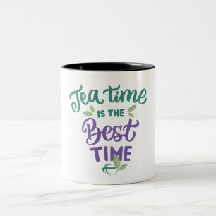 Caneca De Café Em Dois Tons Tea Time Lettering Mug Design