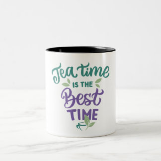 Caneca De Café Em Dois Tons Tea Time Lettering Mug Design
