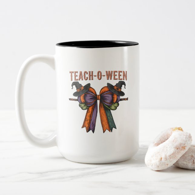 Caneca De Café Em Dois Tons Teach-O-Ween Mug (Com Donut)