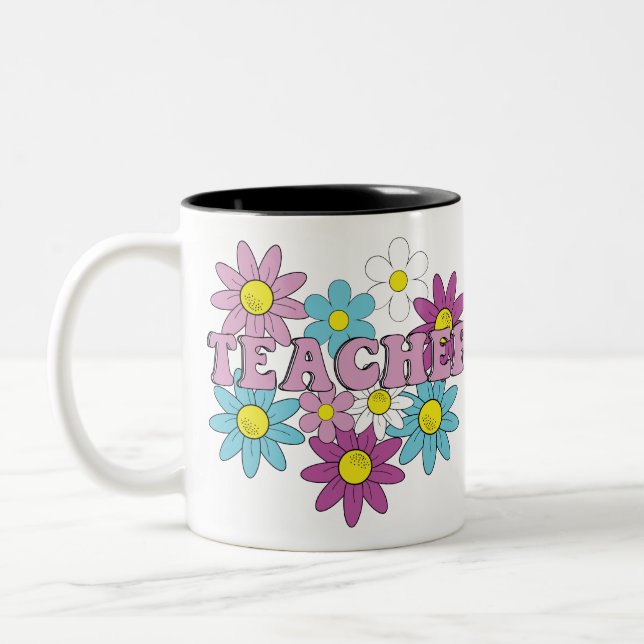 Caneca De Café Em Dois Tons Teacher, teacher life (Esquerda)