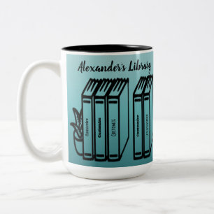Caneca De Café Em Dois Tons Teal da Biblioteca de Títulos Personalizados